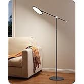 EDISHINE LED Floor Lamp for Reading, 1600LM Bright Dimmable Lamp with Type-C Port, Head & Arm Rotating, 3000K-6000K Tall Modern Minimalist Standing Light for Living Room, Bedroom, Office, Black