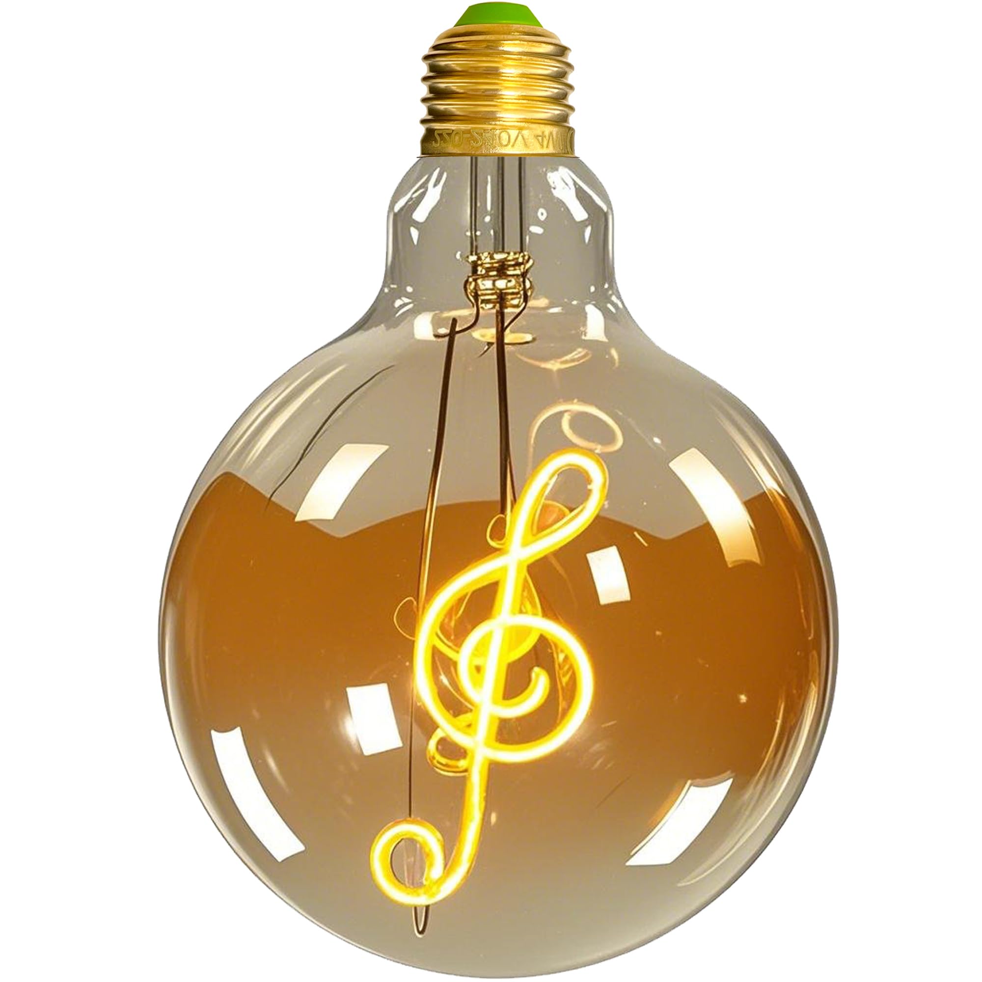 Tianfan Vintage Led Bulbs Big Globe G125 4W 220/240V Alphabets Specialty Decorative Light Bulb Super Yellow Warm (Music)