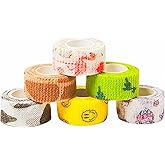 6 Rolls Self Adhesive Bandage Wrap Tape Self Adherent Vet Wrap Tattoo Grip Tape Elastic Cohesive Bandage for Athletic Sports, Finger Wrist