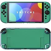 PlayVital Protective Case for Nintendo Switch 2 with Extra Stand & Thumb Grip Caps | Split Design, Dockable Hard Cover Shell for Nintendo Switch 2 | Solid Color Series, Chameleon Green Purple