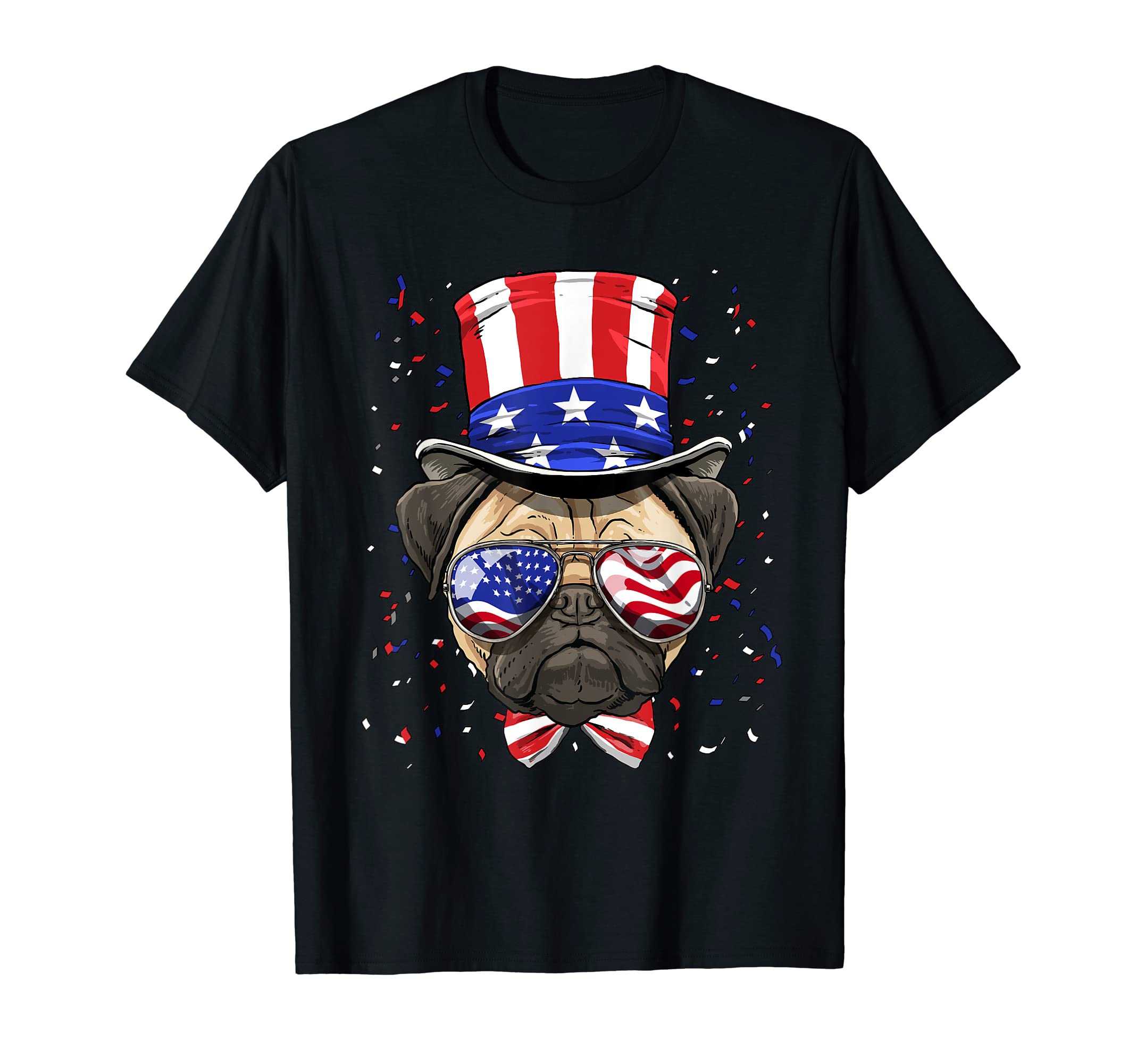 Pug 4th of July American Dog USA Flag T-Shirt