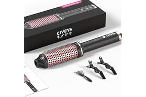 CIVEYA Thermal Brush 1.5 Inch, Temp Adjustable Heated Round Brush, Ionic Thermal Round Brush Curling Iron, Thermal Hair Brush for Curling, Smoothing, Volumizing, Hot Round Brush Pink