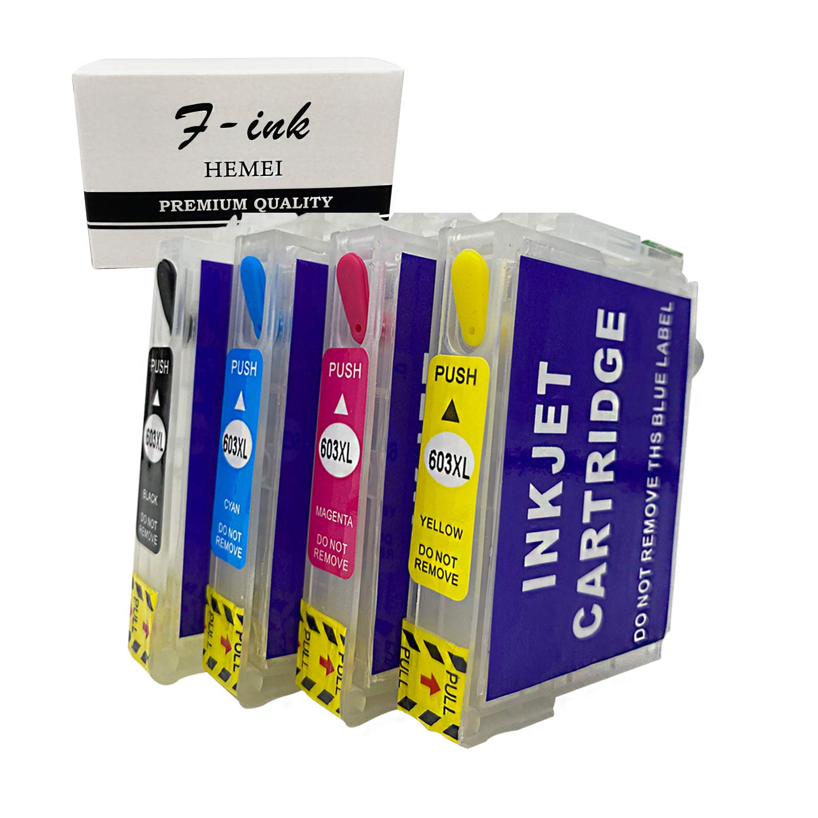 F-ink 603XL Rechargeable Ink Cartridge Replacement for Ep 603 or 603XL ,Work with Expression Home XP-3100 XP-2105 XP-4100 XP-2100 XP-3105 XP-4105 WF-2810 WF-2830 WF-2835 WF-2850 Printer