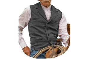 Garqia Clyon Hunting Aged Mens Tweed Vests Herringbone Waistcoats Retro Casual Wedding Wool Business Vests