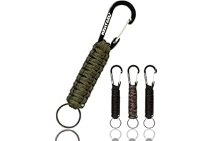 REHTAEL Paracord Keychain with Carabiner- Military Braided Paracord Carabiner Keychain Clip with Strap for Keys/Men/Women