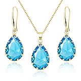 Linawe Aquamarine Blue Jewelry Sets for Women, Gold