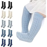 MINI PANDA 5 Pairs knee Socks for Toddler Girls, Baby Girls High Cute Long Socks