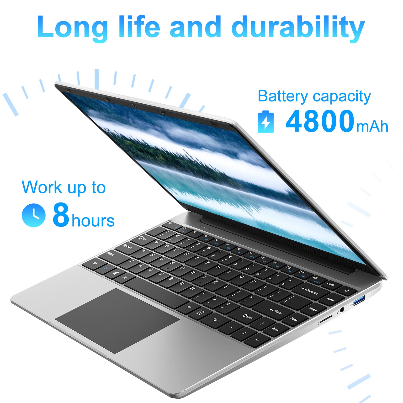 jumper Laptop 12GB DDR4 256GB SSD, Intel Celeron Quad Core CPU, Lightweight Computer with 14 Inch Full HD Display, Windows 11 Laptops, Dual Speakers, 2.4/5.0G WiFi, 35.52WH Battery, USB3.0, Type-C.