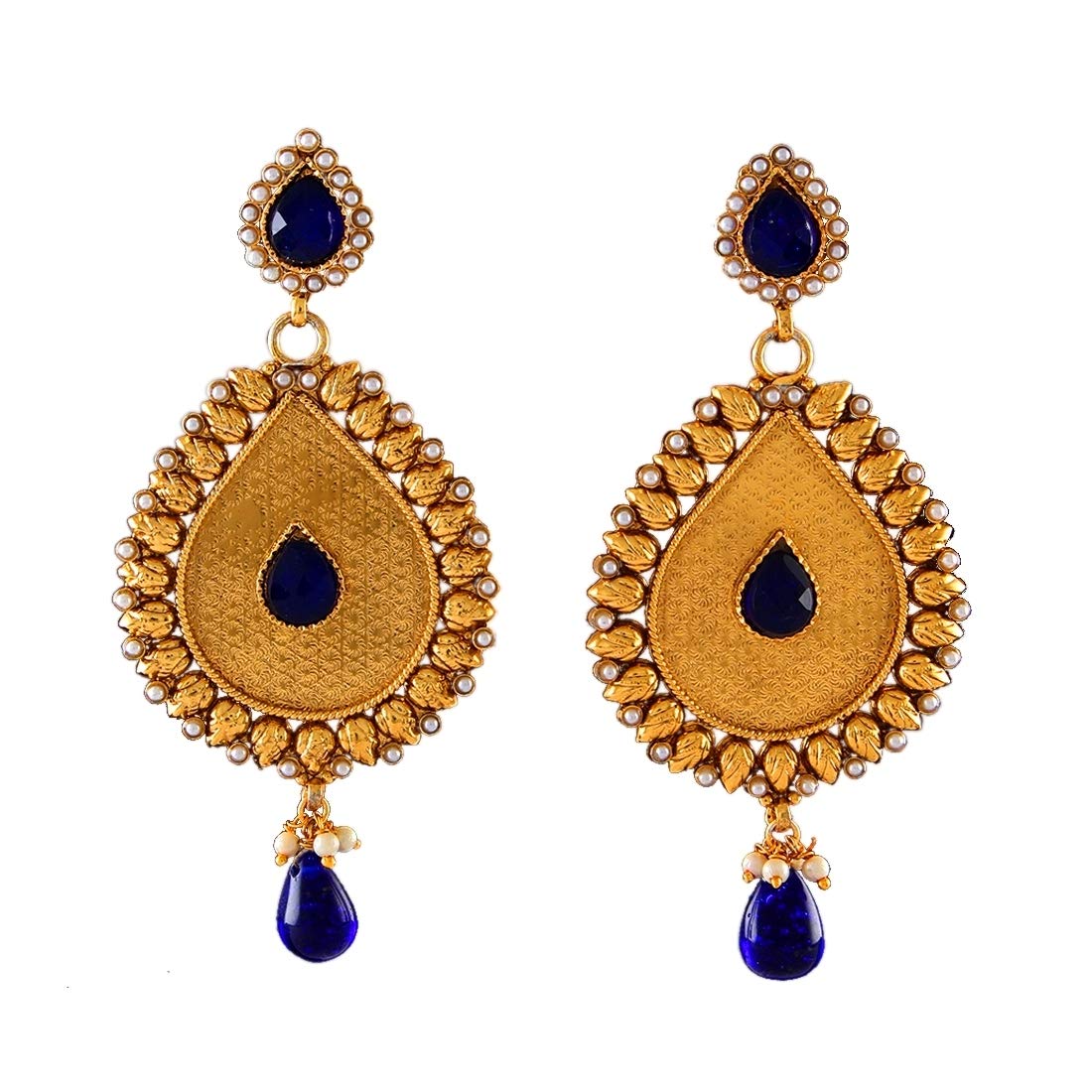 Buy 55Carat Traditional Dangle and Drop Earrings Gold Plated Blue
