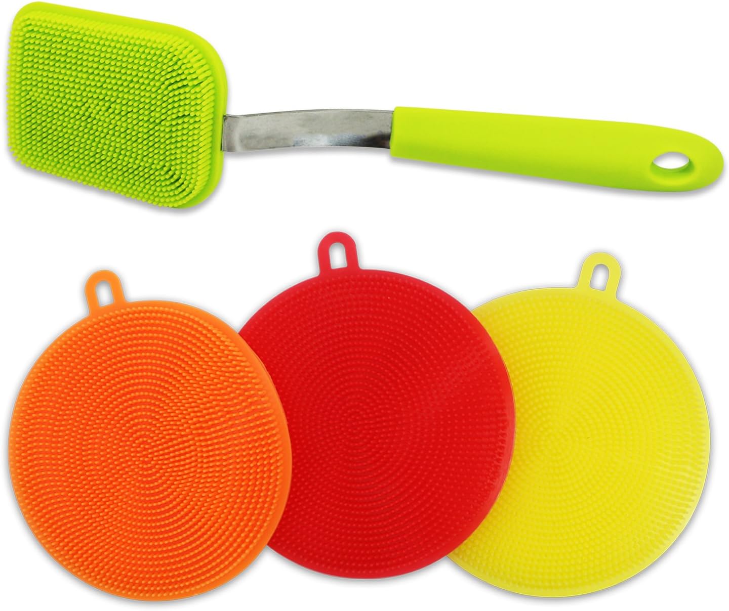 Kitchen Sponge-Dish Scrubber, Antibacterial Silicone Scrub Brush Set by Housola