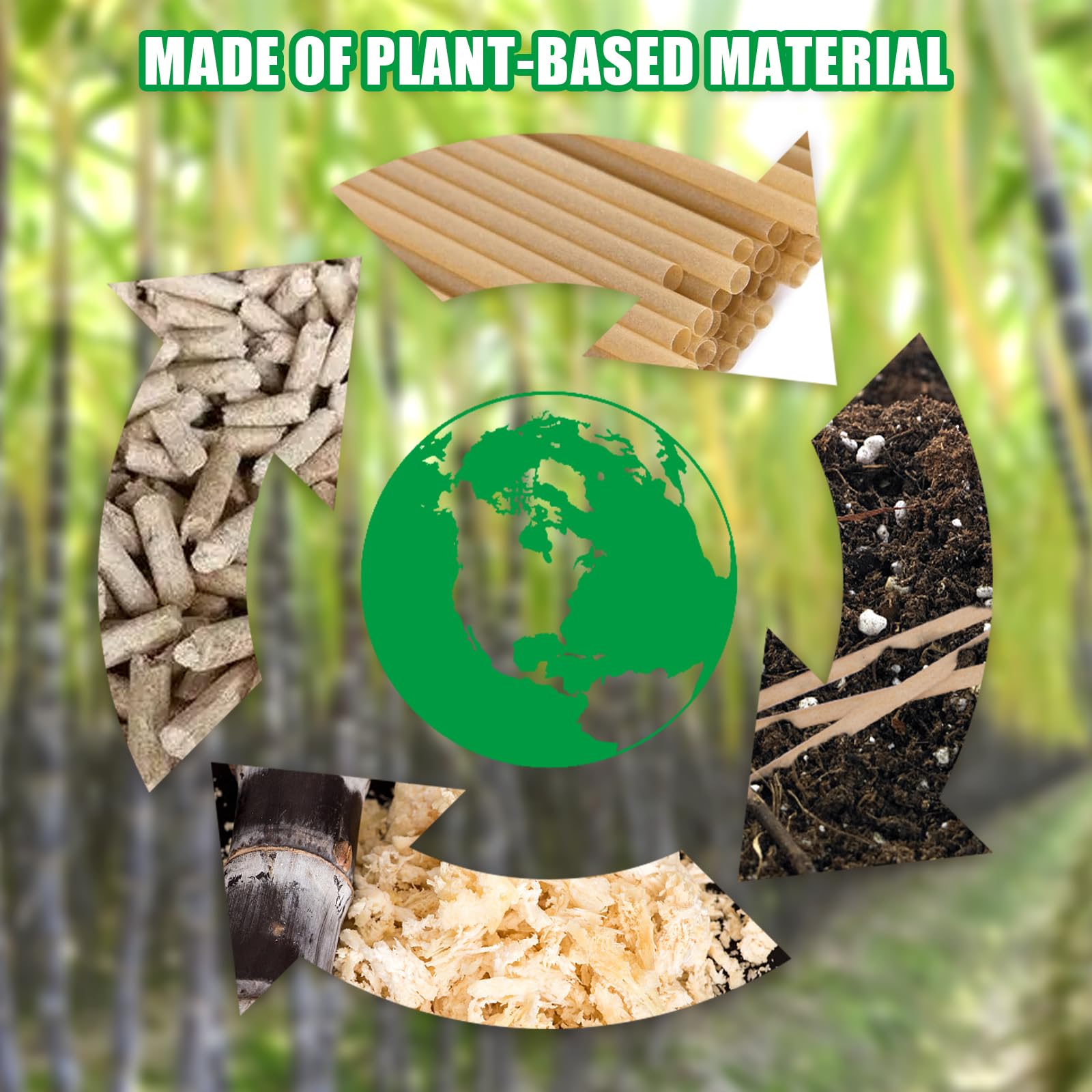 HANSGO Sugarcane Straws, 200PCS Drink Straws Disposable Plastic-Free Straws for Hot Cold Drinks - Image 3