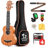 Donner Concert Ukulele Beginner Mahogany 23 Inch Ukelele Kit with Free Online Lesson Gig Bag Strap Nylon String Tuner Picks Cloth DUC-1 Gift Choice