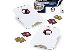 Wild Sports NCAA Pro Football All-Weather Cornhole Set - Travel Bean Bag Toss Set Includes 8 Bean Bags