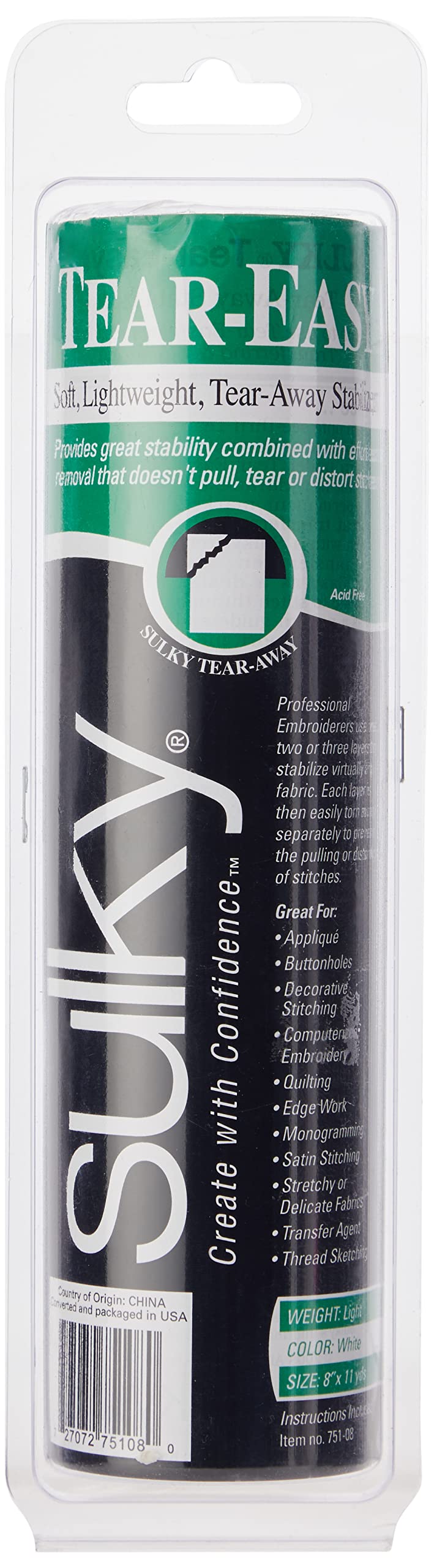 Sulky Tear-Easy Stabilizer, 8 in x 11 yd