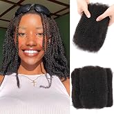 Afro Kinkys Bulk 100% Human Hair For Twist Dreadlock Extensions Afro Kinky Curly Human Braiding Hair For Repair Crochet Dreads Loc Twist Braids (#1B, 12Inch-50Gram)