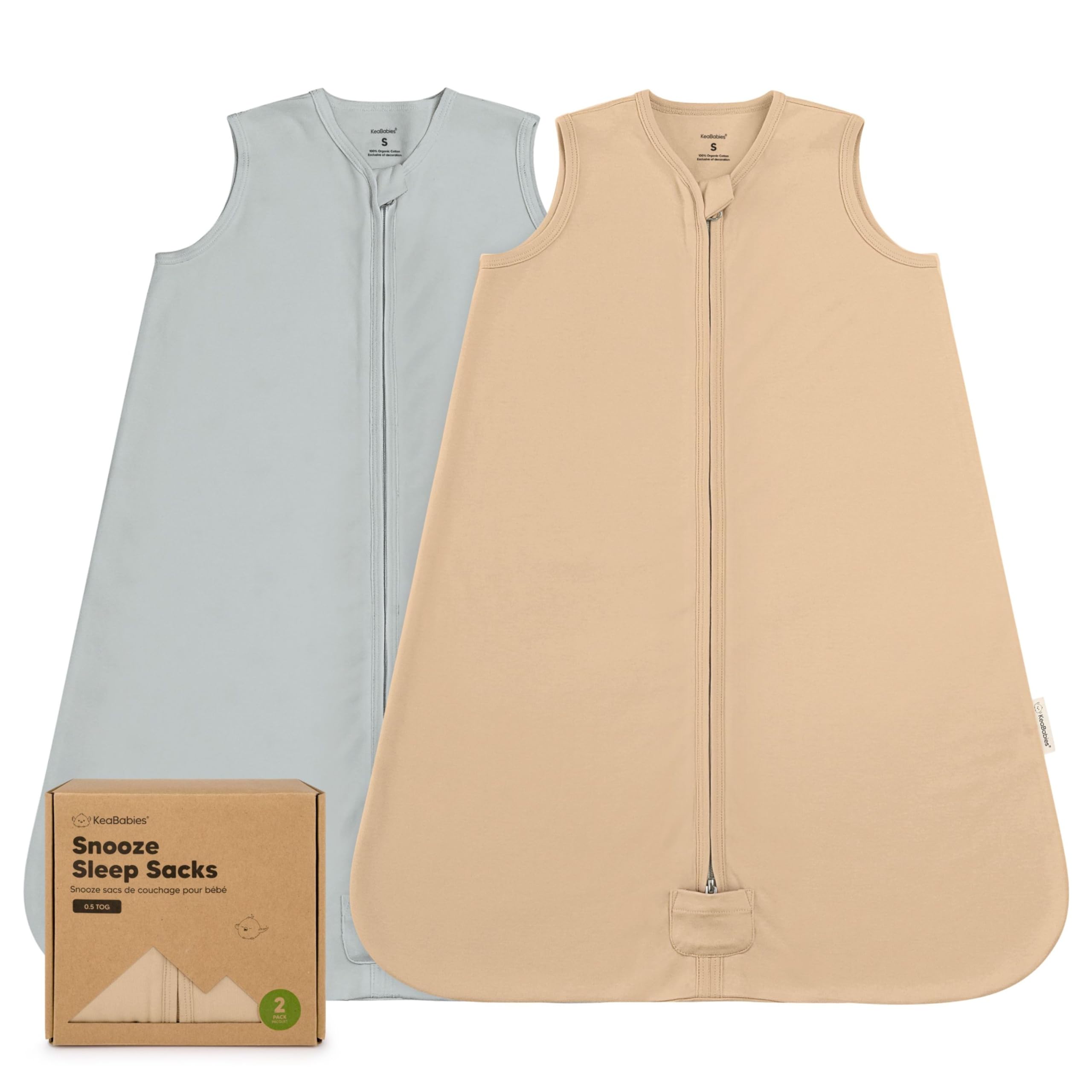 Photo 1 of 2-Pack Baby Sleep Sacks, Zipper Wearable Blanket - 0.5TOG Organic Cotton, Lightweight, Soft Cozy Infant Sleeping Sack 3-6 months, Easy to Wear Small Newborn Transition Swaddles Sleepsacks (Toasty)