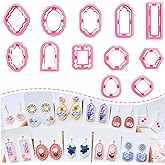 Keoker Polymer Clay Cutters - Frame Clay Cutters, Boho Polymer Clay Cutters for Earrings Jewelry Making, 12 Shapes Window Clay Earrings Cutters(Embossing)