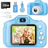 Kids Camera for Boys and Girls, GPOSY Digital Camera for Kids, Toddler Camera Christmas Birthday Toy Gifts for Kids Age 3 4 5 6 7 8 9 10 with 32GB SD Card, Video Recorder 1080P HD(Blue)