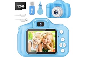 Kids Camera for Boys and Girls, GPOSY Digital Camera for Kids, Toddler Camera Christmas Birthday Toy Gifts for Kids Age 3 4 5 6 7 8 9 10 with 32GB SD Card, Video Recorder 1080P HD(Blue)