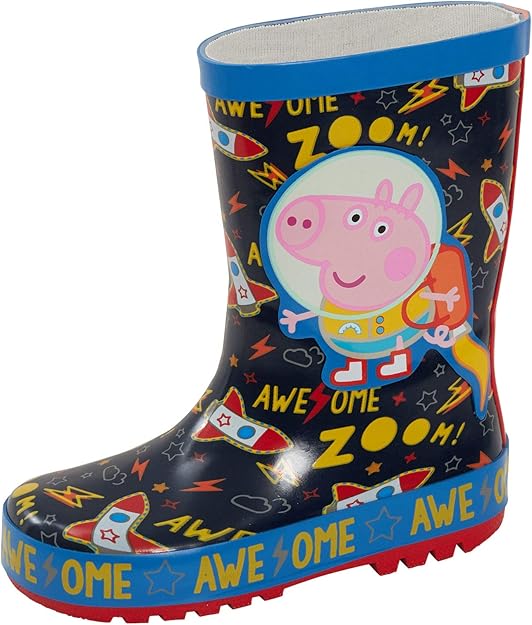 Peppa Pig Pig Astronaut 3D Rubber Wellington Boots Kids Rain Snow Wellies Amazon.co.uk