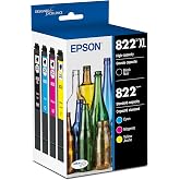EPSON 822 DURABrite Ultra Ink High Capacity Black &amp; Standard Color Cartridge Combo Pack (T822XL-BCS) Works with WorkForce Pro WF-3820,3823, 4820, 4830, 4833, 4834
