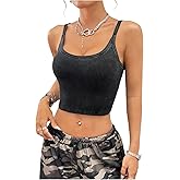 SOLY HUX Women's Ribbed Knit Camisole Sleeveless Fitted Crop Tops Spaghetti Straps Tank Shirts