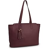 befen Genuine Leather Tote Bag for Women Work, Women's Tote Handbags Shoulder Satchel Purse with Compartments and Tassel