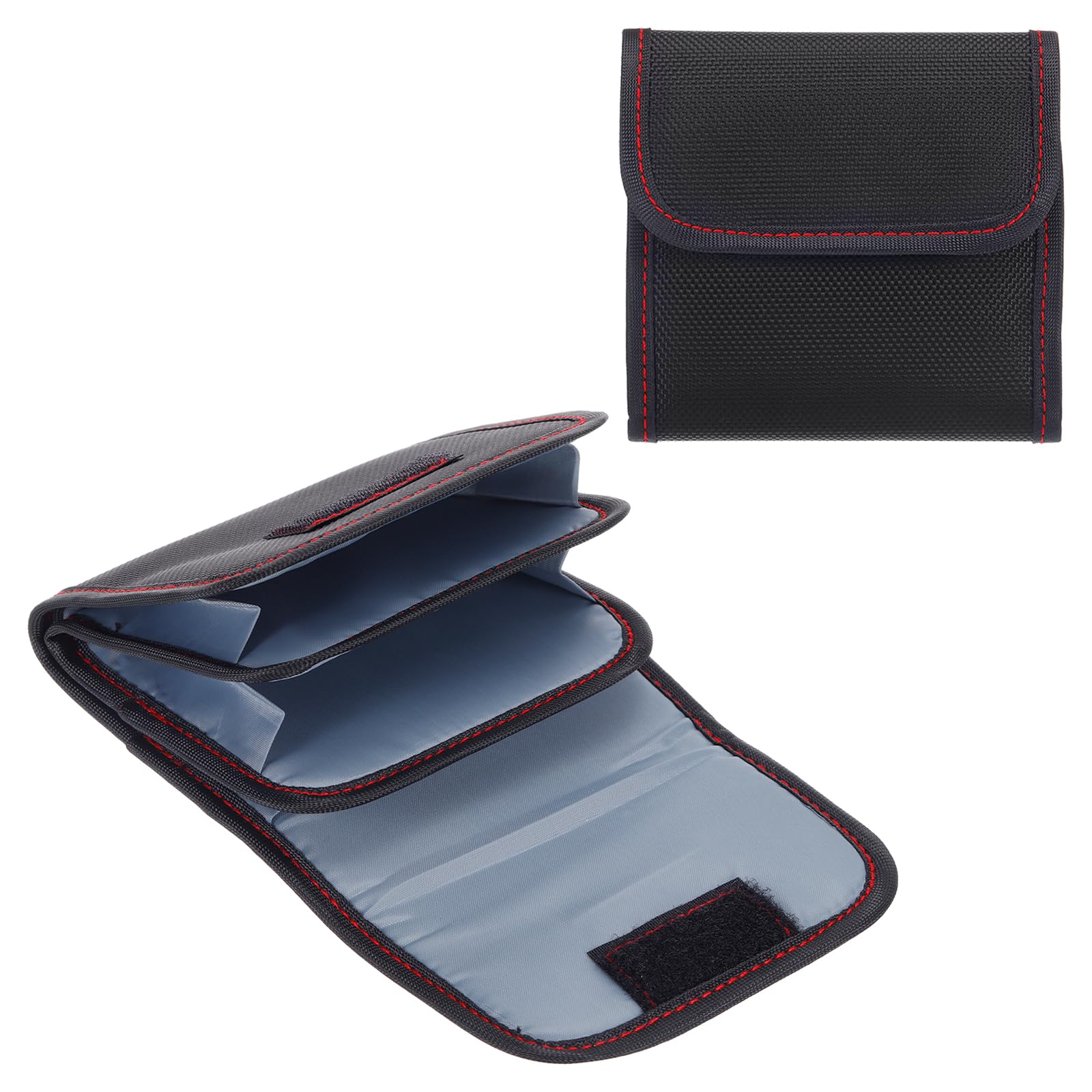 PATIKIL Lens Filter Case, 3-Pocket Camera Filter Case Portable Lens Filter Pouch Photography with Belt Loop Fit Camera Bag Strap Pocket Drone for 25mm-82mm, Black Red