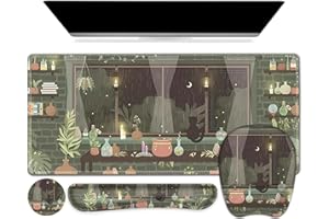 Aesthetics Large Mouse Pad with Wrist Support 4 in1 Set, XXL Big Game Mousepad + Keyboard Wrist Rest + Mouse Wrist Rest Pad +