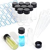 ETTSNU 4ml Glass Vials with Screw Caps Small Sample Vials with Lids 10PCS | 1 Dram Lab Clear Vial and PE pad, Leak-Proof Liquid Storage Empty Vial(with Droppers and Marker Stickers)