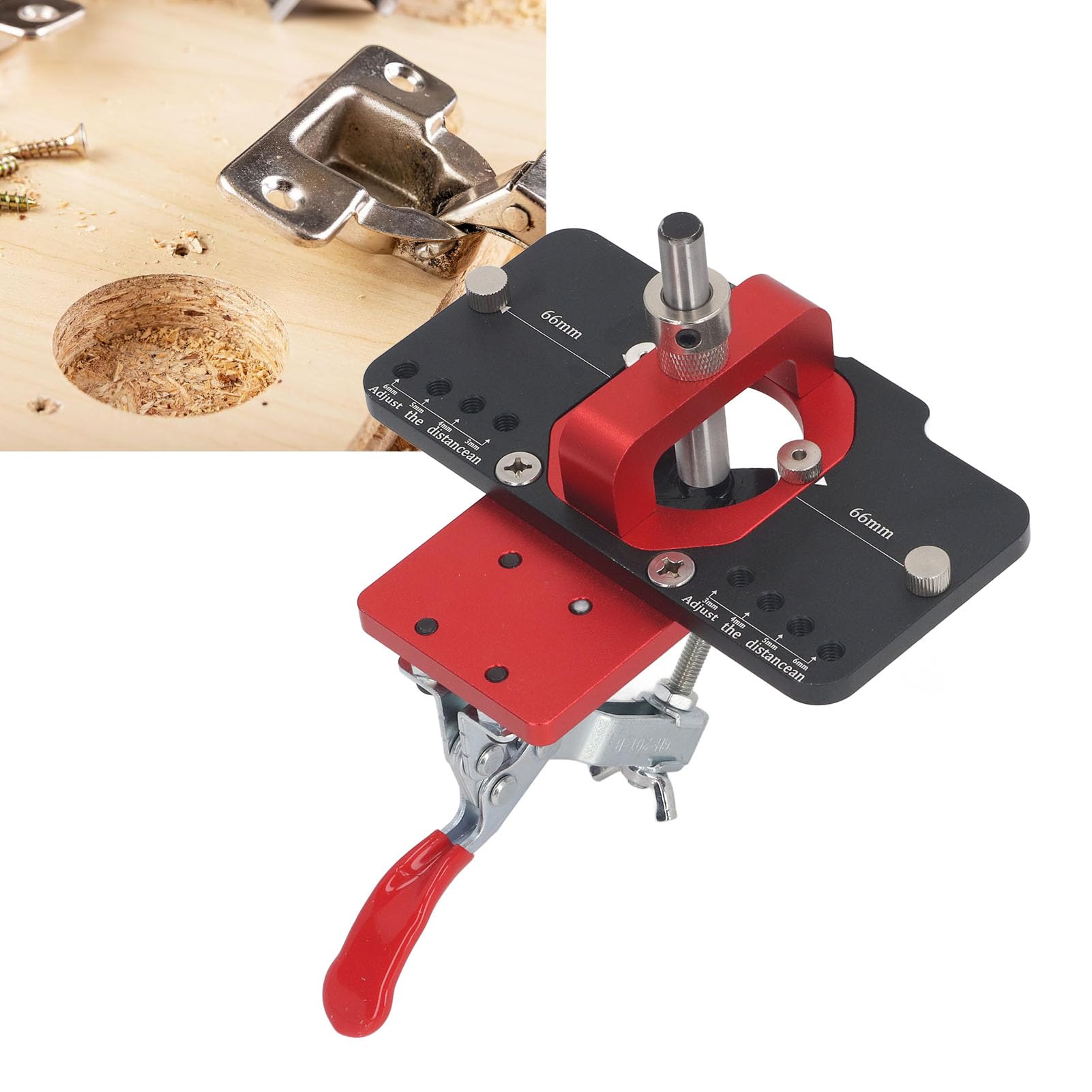 Concealed Hinge Jig, Aluminum Alloy Cabinet Door Boring Drilling Hole Puncher Locator, 35 Mm Cabinet Hinge Jig, for Woodworking Door Cabinet Hinges Mounting