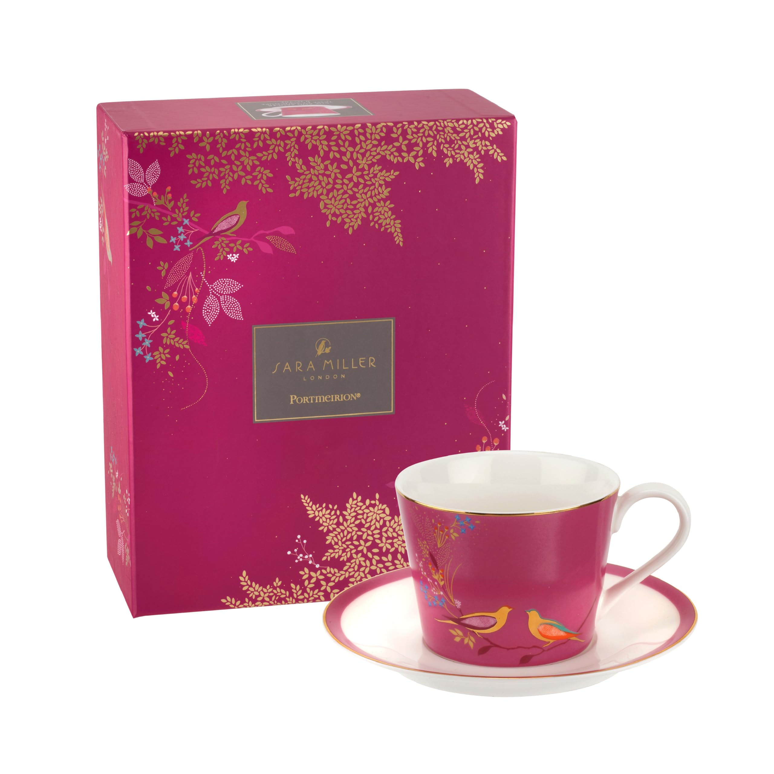 Sara Miller for Portmeirion Chelsea Cup and Saucer, Ceramic Pink, 230 x 185 x 95 cm