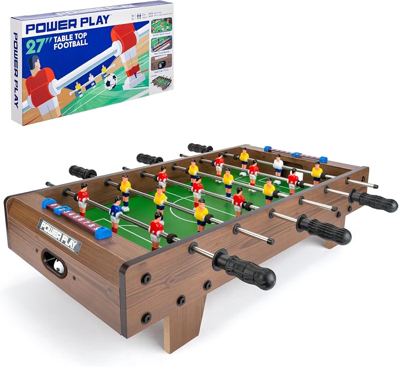 Power Play Table Top Football Game 64cm Wooden Portable 9-a-side
