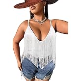 Womens Western Cowgirl Fringe Top - Plus Size Hem Tassel Tank Rodeo Shirt Festival Boho Cami Country Concert Outfit