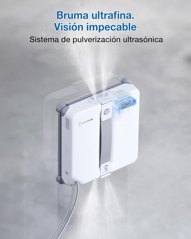 WINBOT Mini 2 Robot Limpiacristales, Cepillos Laterales para Esquinas y Pulverización Ultrasónica, Ultrafino para Ventanas Estrechas, Navegación Inteligente, 6 Modos App, Protección 10 Niveles