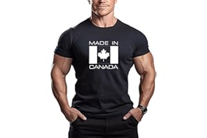 ReedCA Made in Canada - Fashion Mens Cotton Short Sleeve T-Shirt Muscle Athletic Workout Tee Top Gym Bodybuilding Shirts