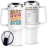 Dog Mom Tumbler with Handle,Gifts for Dog Moms Dog Lovers Women- 40 oz Best Dogs Mom Tumbler with Lid and Straw - Funny Dogs Moms Cup Birthday Gifts for Mothers Day Christmas for Puppy Owner