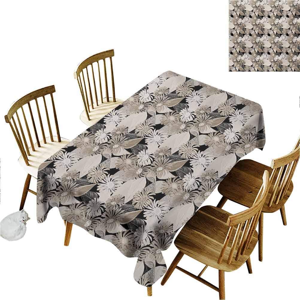 Floral Fitted Outdoor Tablecloth Rectangular Vintage Plant Arrangement