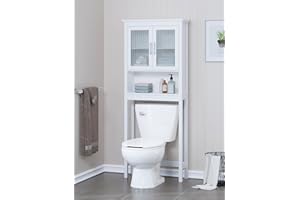 Spirich Over The Toilet Cabinet for Bathroom Storage, Above Toilet Storage Cabinet with Moru Tempered Glass Doors, White