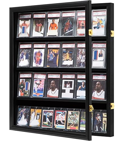 Amazon.com: Famaster Sports Card Display Shelf for Wall, Holds 20 Trading  Cards, 4PCS Wooden Card Holder for Baseball, Football, Basketball, and  Graded Card Collection, Black : Sports & Outdoors