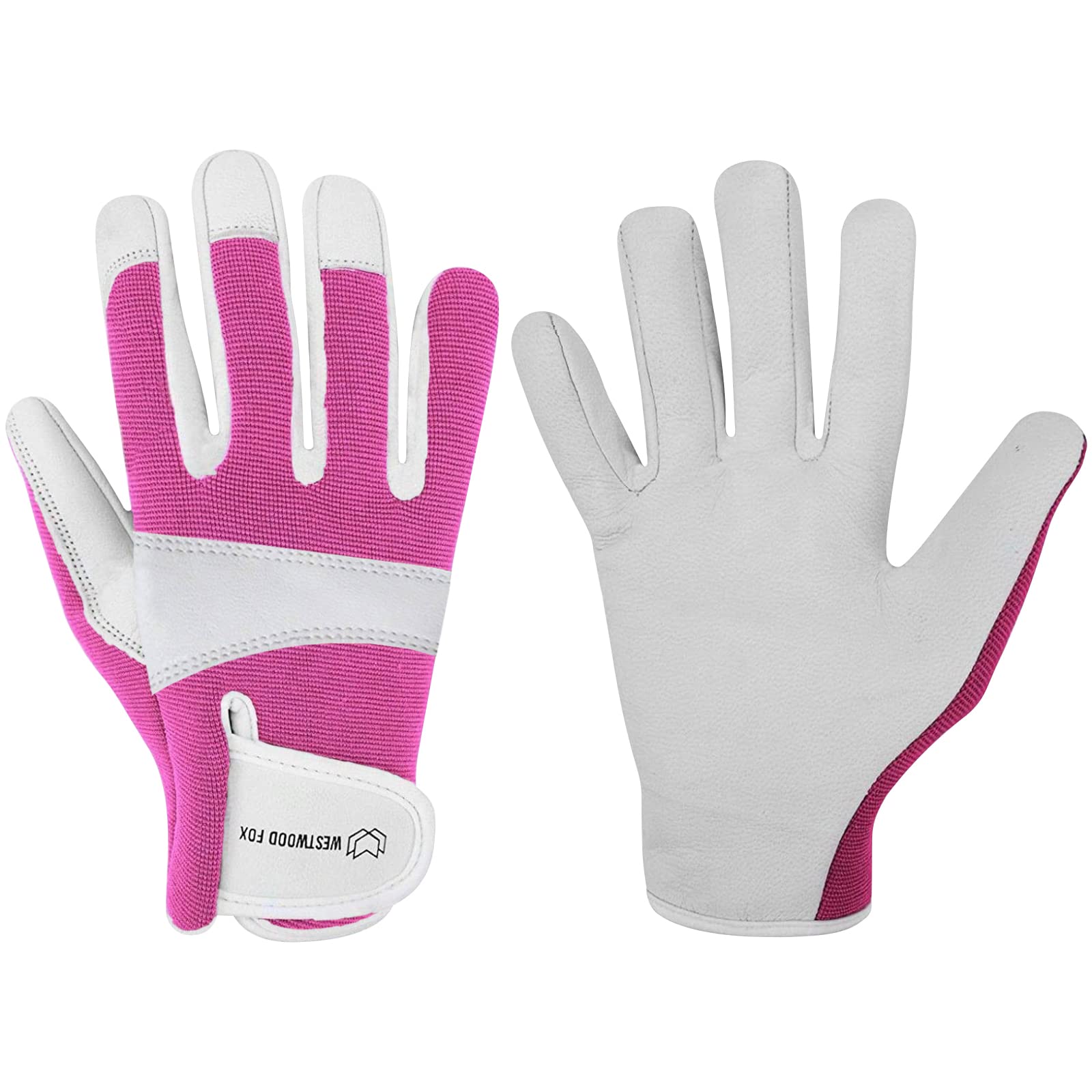 WESTWOOD FOX Gardening Gloves Leather Thorn Safety Working Heavy Duty Work Gloves for Women and Men Garden Tools Mechanic Breathable Gardener Non-Slip Rigger Gloves Protective Gift (Pink, XS) — image 1