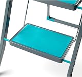 Beldray 3 Step Ladder Non-Slip Folding Turquoise Grey 2.5m Reach view 4