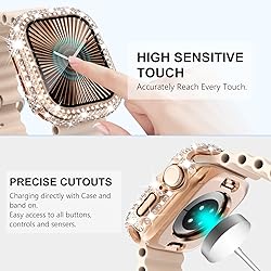 WINGLE 2-in-1 Waterproof Bling Case for Apple Watch