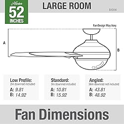 Hunter 51314 Aerodyne Ceiling Fan 52 inches Matte