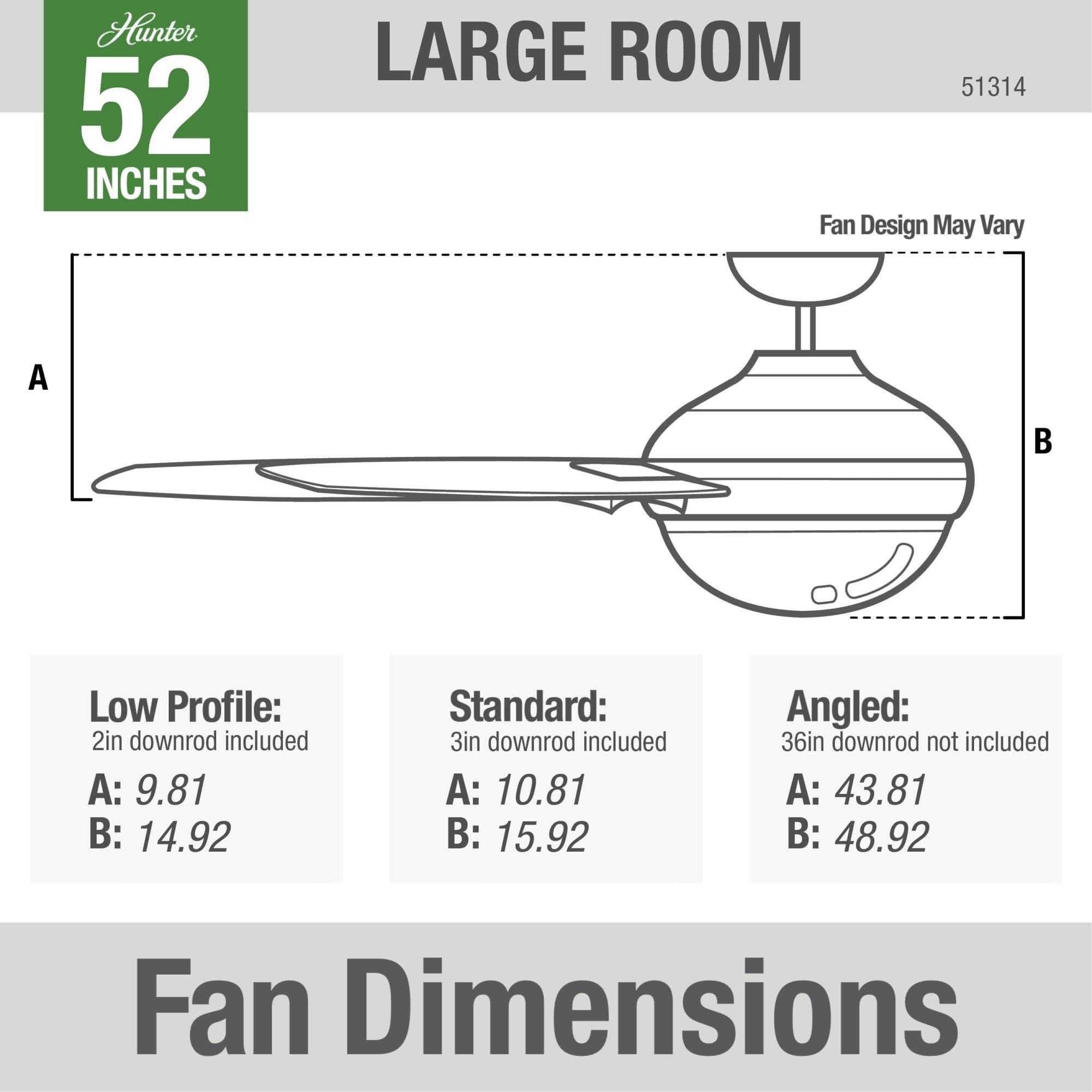 Hunter 51314 Aerodyne Ceiling Fan 52 inches Matte Black - View 2