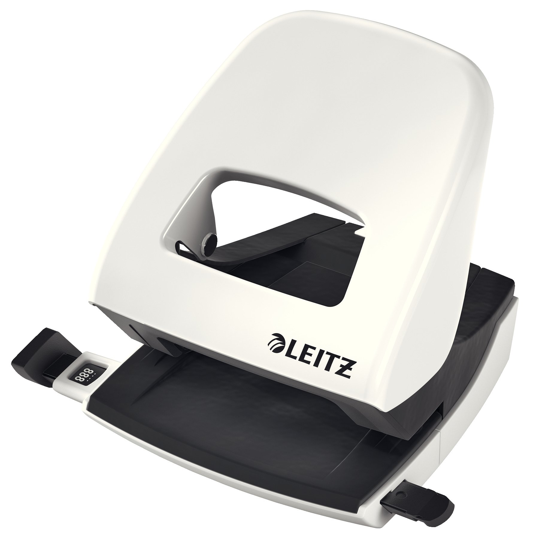 Leitz Hole Punch, 30 Sheets, Guide Bar with Format Markings, Metal, WOW Range, 50081001 - Pearl White