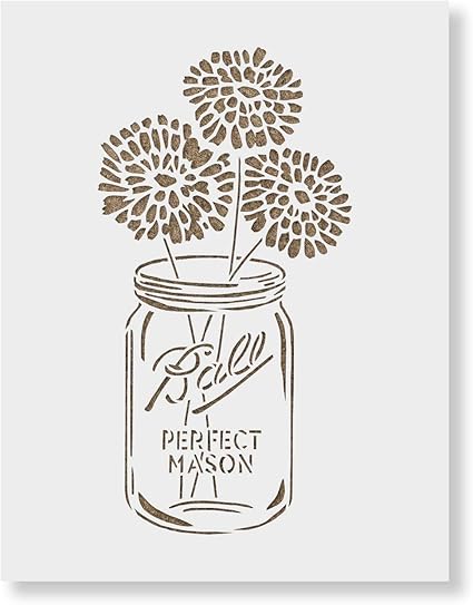 Download Amazon Com Mason Jar Floral Stencil Reusable Stencils For Painting Create Diy Mason Jar Floral Home Decor