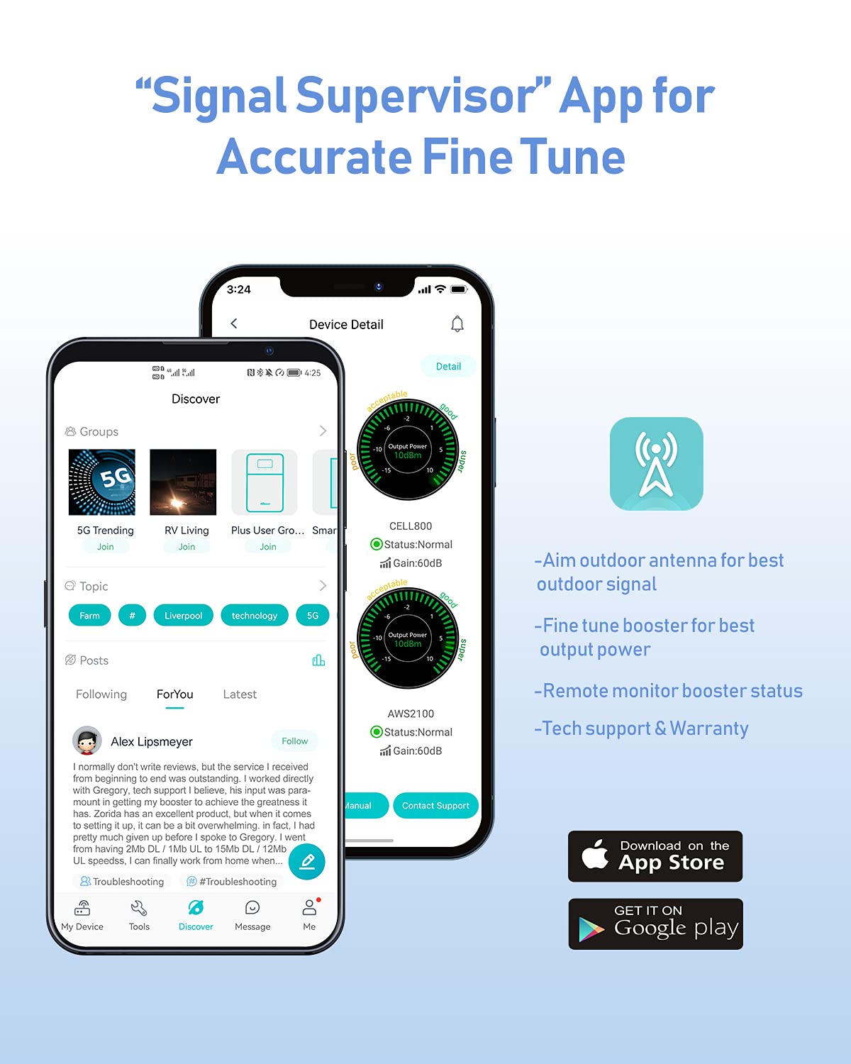 Cell Phone Signal Booster for All Carriers| Up to 2000 Sq Ft| High Power Outdoor Receiving Antenna and Indoor Transmitting Antenna|for 5G/4G/3G LTE|App Service + Install| FCC Approved