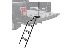 LDETXY Universal Pickup Truck Tailgate Ladder, 45" Heavy Duty Foldable Pickup Truck Bed Tailgate Ladder Step with Handrail Non-Slip Wide Pedal, for F250, RAM 2500 etc.