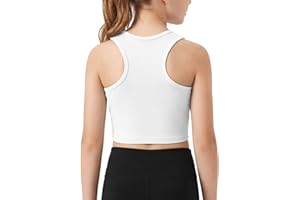 Resinta Girls Tank Tops Kids Athletic Ribbed Knit Casual Sleeveless Crop Tops for Dance Yoga Gym 5-14Y